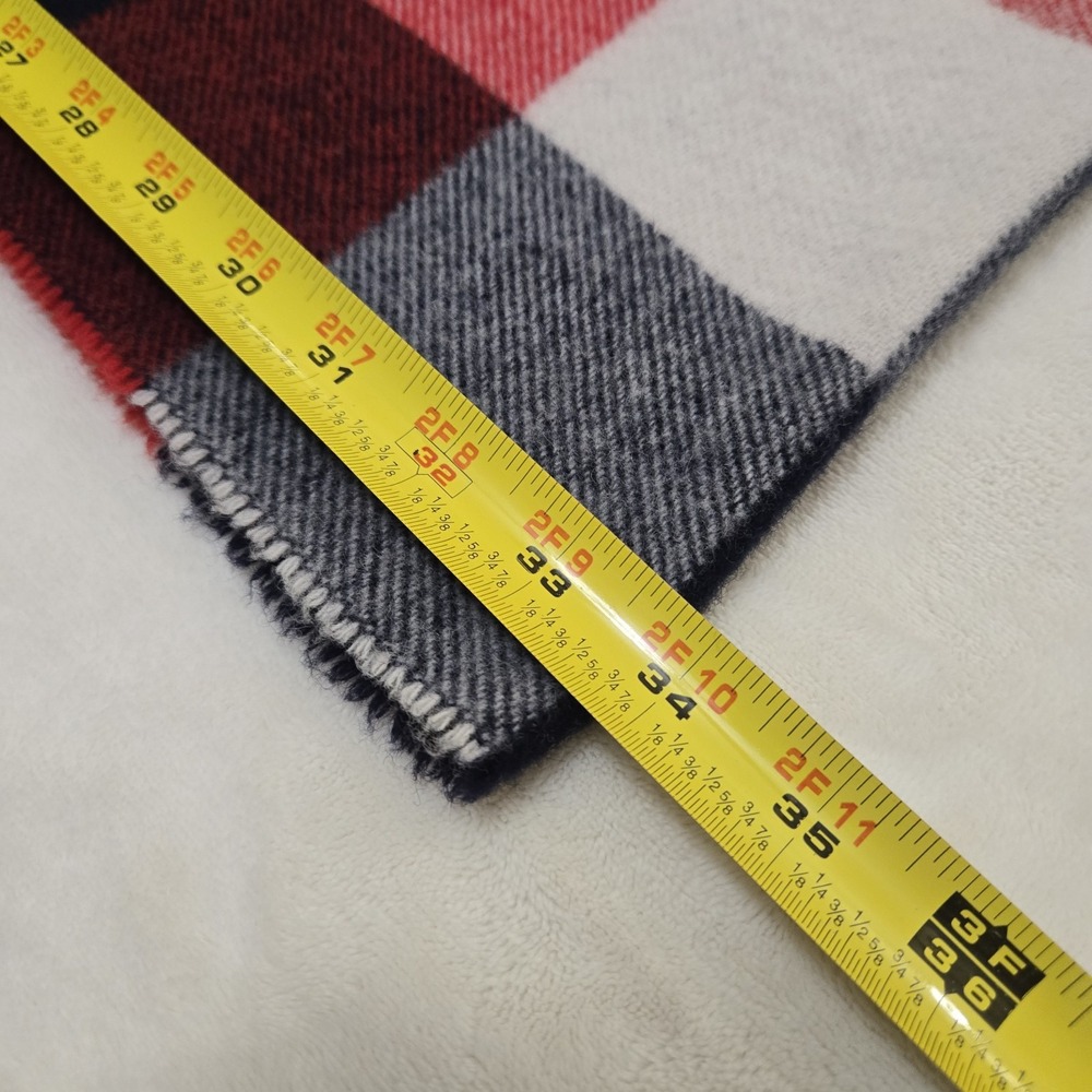 Gap Wool Blend Buffalo Plaid Scarf Fringe Patriotic San Francisco No 54023 66" - Picture 7 of 10